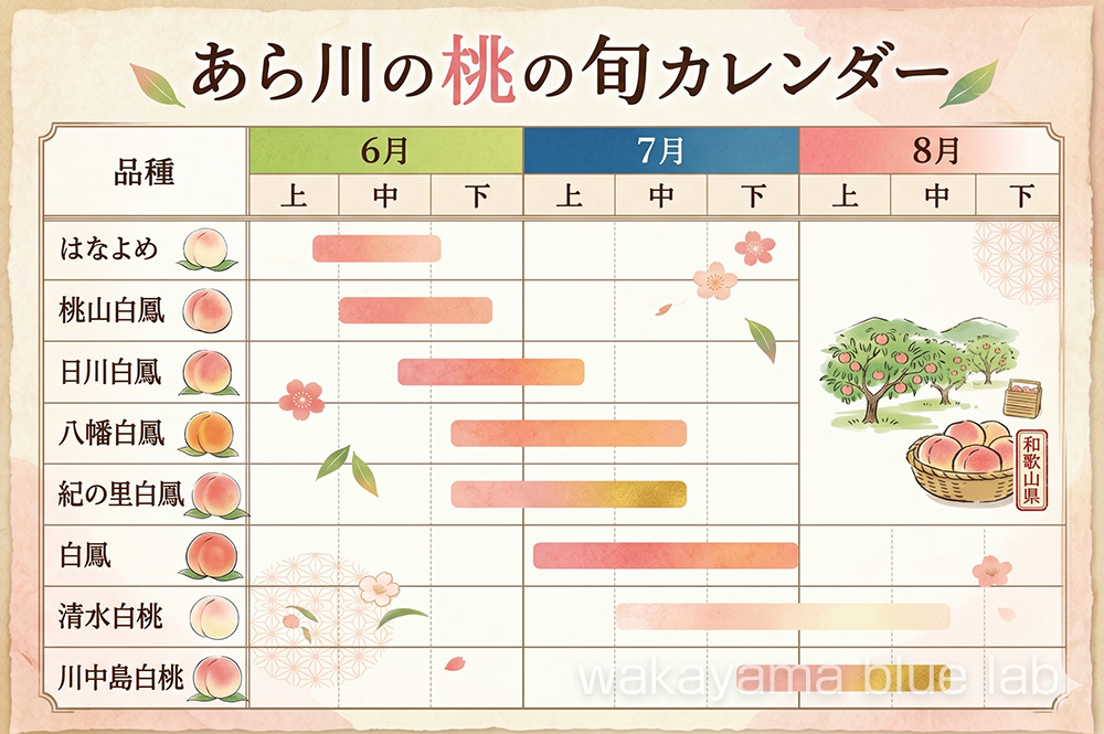 あら川の桃 旬のカレンダー